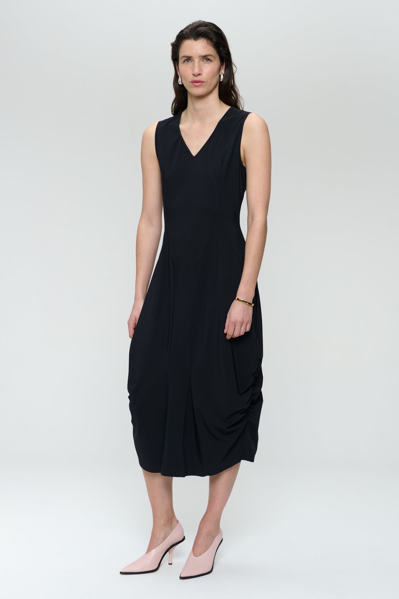 Ria WS strech technical jersey dress | Black