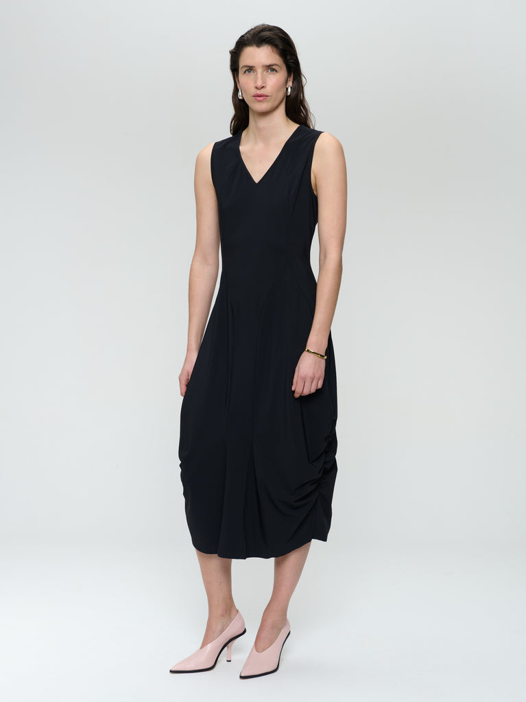 Ria WS strech technical jersey dress | Black