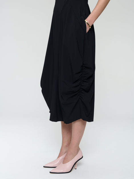 Ria WS strech technical jersey dress | Black