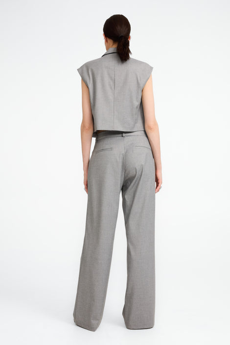 Yvette shiny line viscose pants | Grey