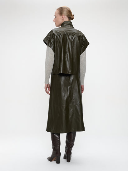 Paola eco leather blouse | Army