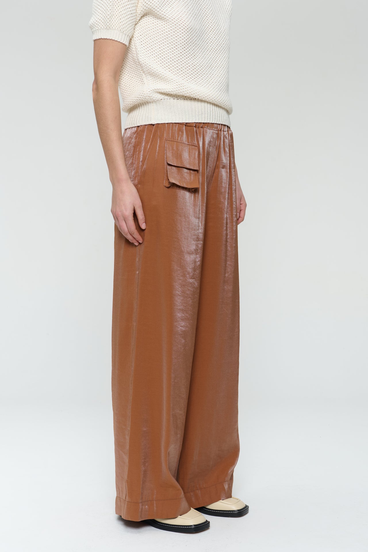 CharlyN shiny viscose pants | Brown