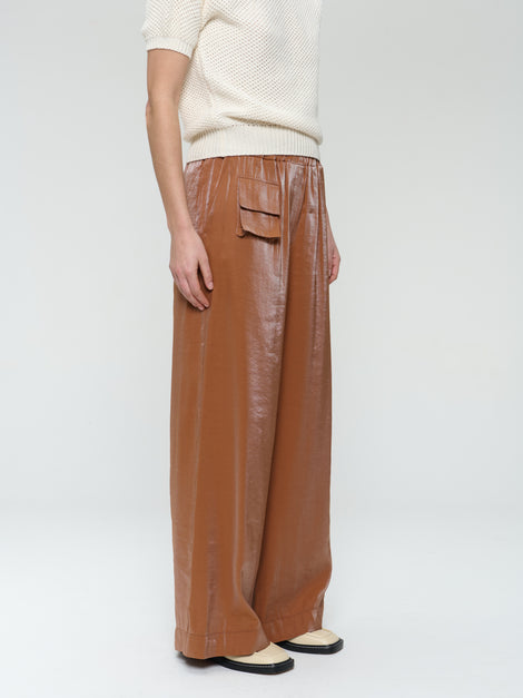 CharlyN shiny viscose pants | Brown