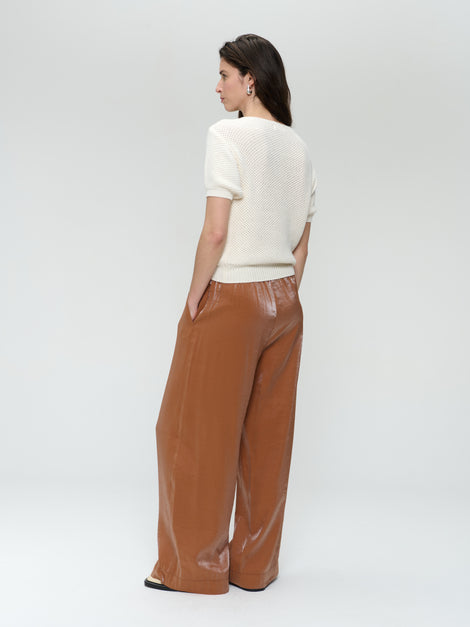 CharlyN shiny viscose pants | Brown