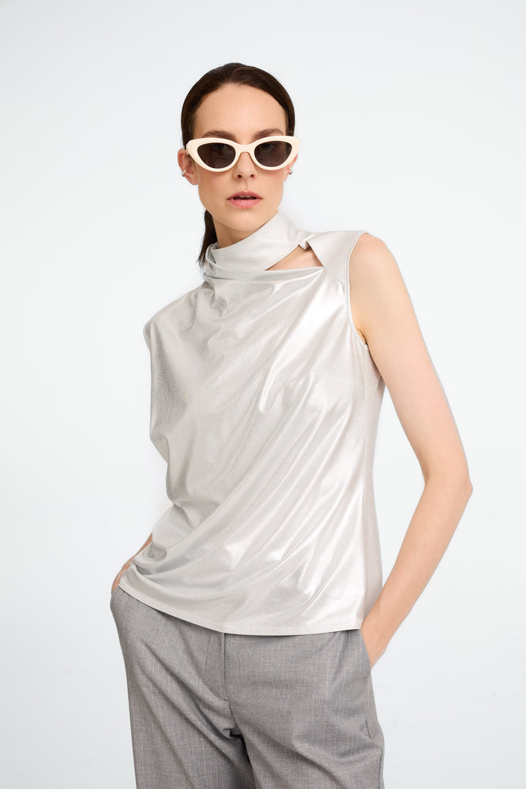 Naomi silver shine foil top | Silver