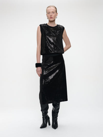 Pallino sequins top | Black