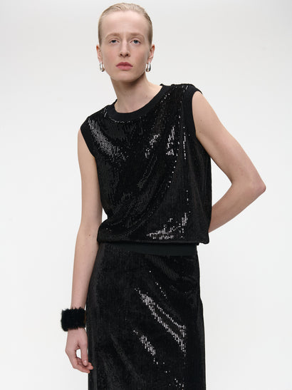 Pallino sequins top | Black