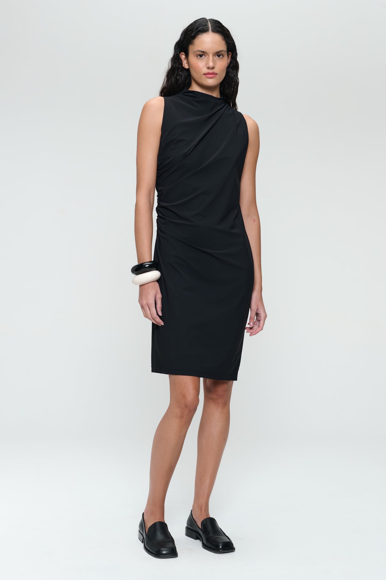 Verena strech technical jersey dress | Black