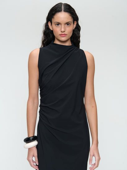 Verena stretch technical jersey dress | Black