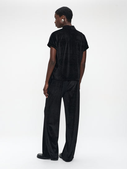 Rayan velvet top | Black shiny