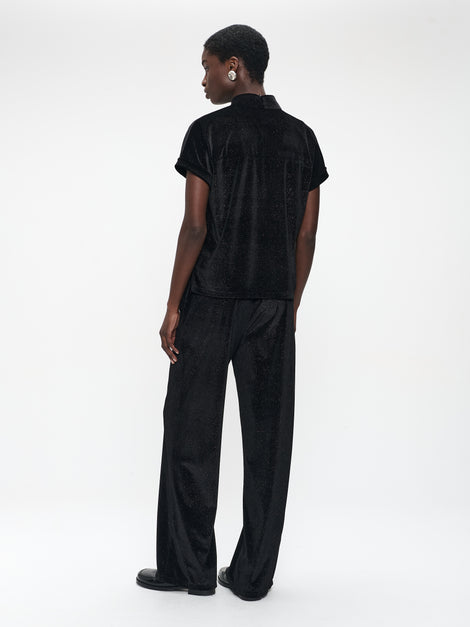 Rayan velvet top | Black shiny