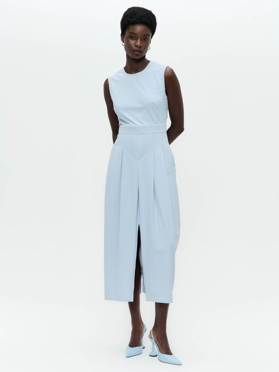 Jackie structure technical jersey dress | Light Blue