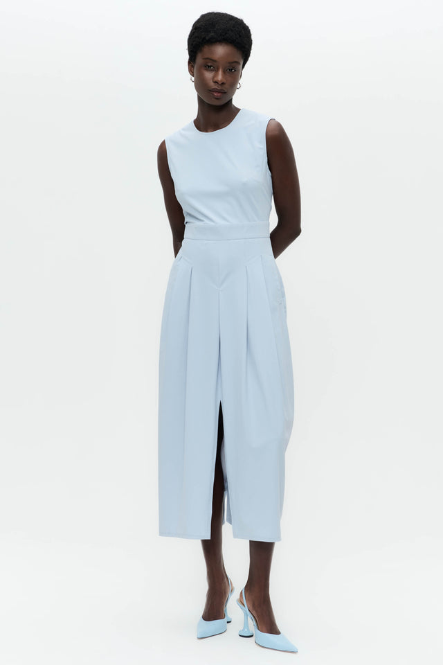 Jackie structure technical jersey dress | Light Blue