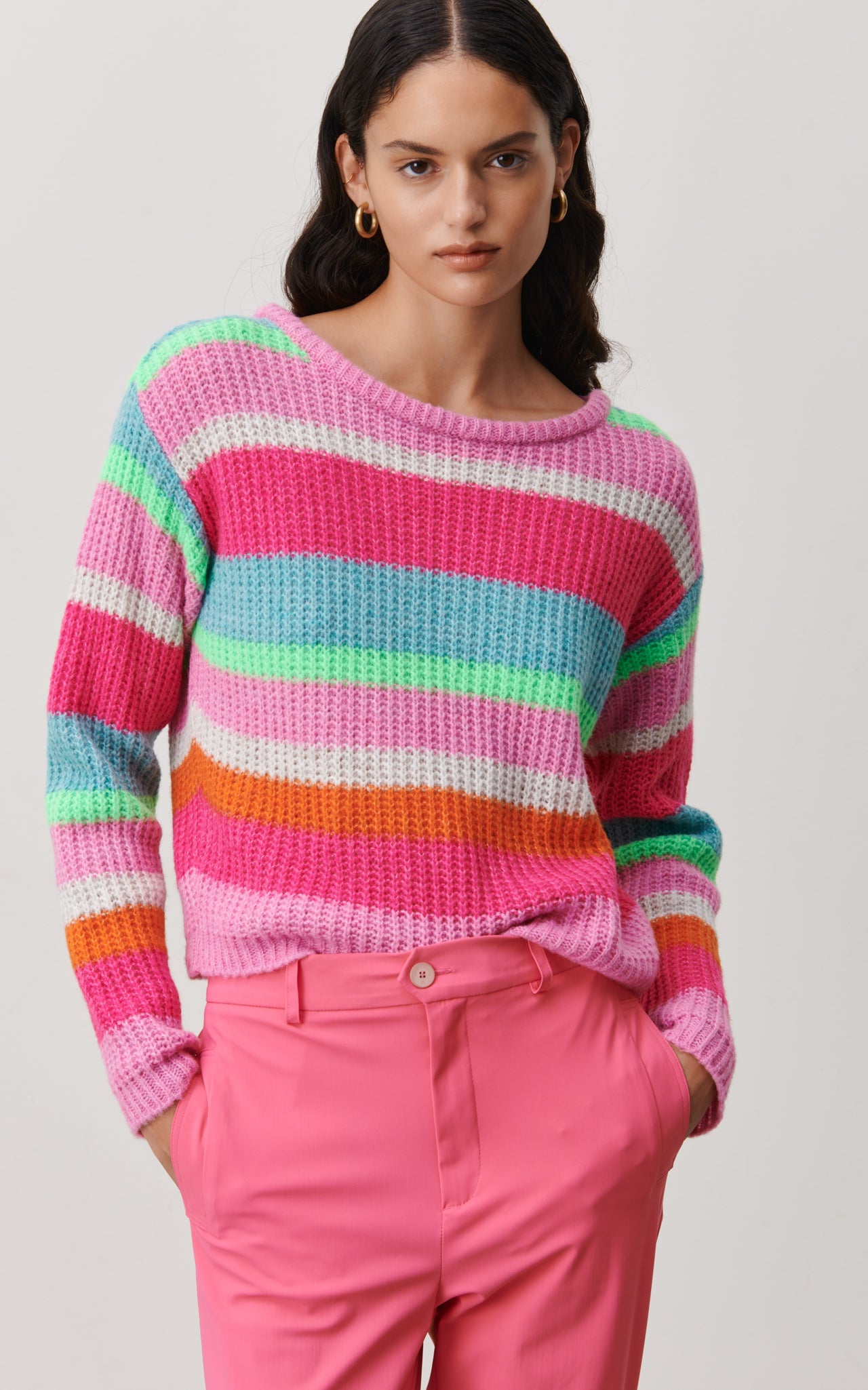 Stripe PU pullover | Multi