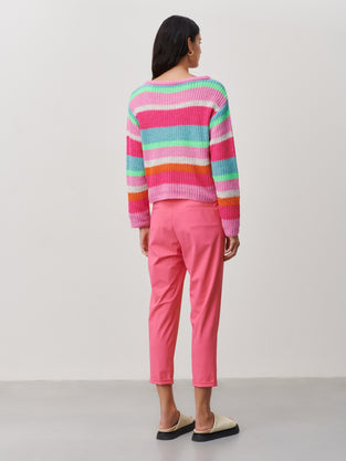 Stripe PU pullover | Multi