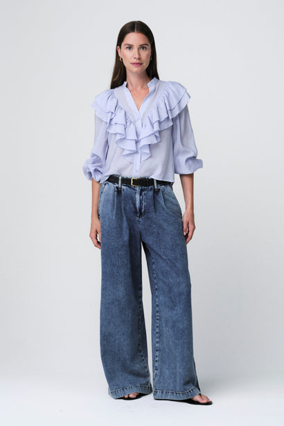 Blusa Beny in viscosa | Azzurro chiaro