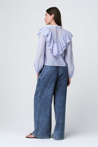 Blusa Beny in viscosa | Azzurro chiaro