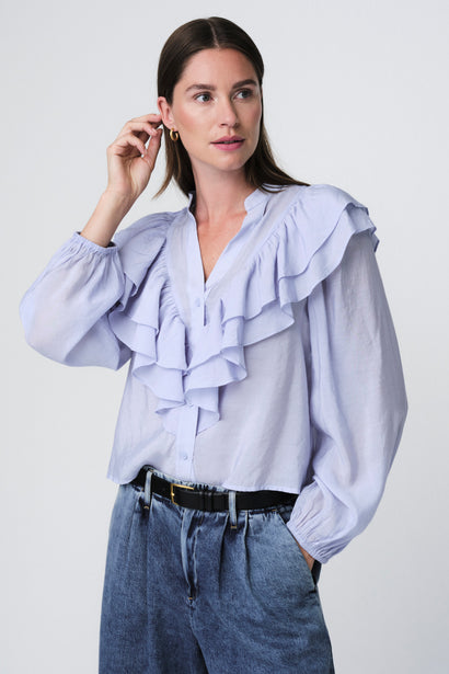 Blusa Beny in viscosa | Azzurro chiaro