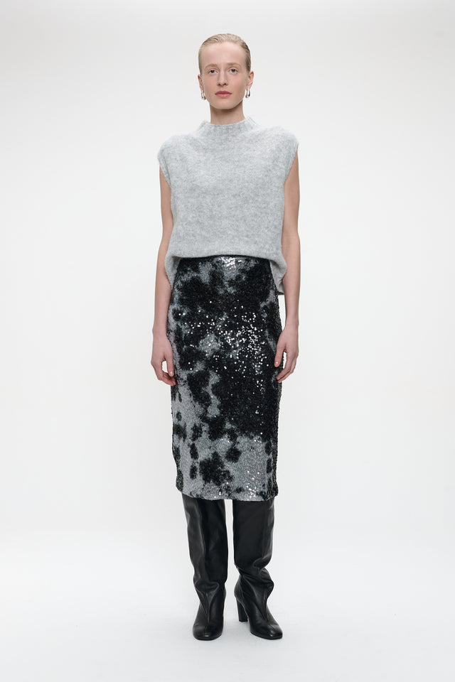 Dionisia sequins skirt | Black Silver