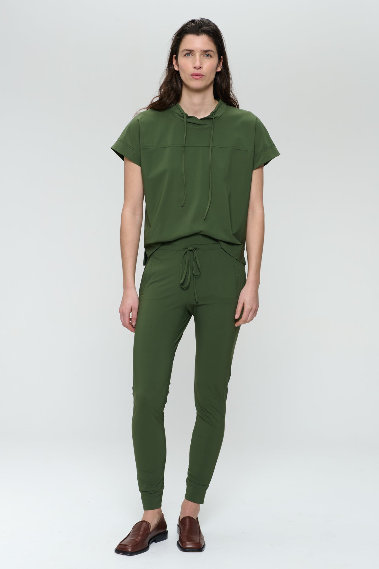 John strech technical jersey pants | Oliva green