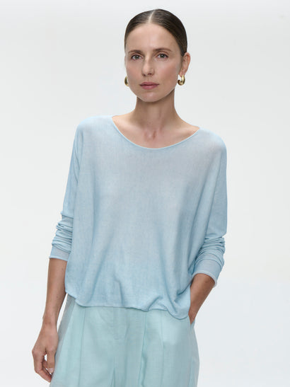 Katoenen pullover, geverfd 3404 | Pastelblauw