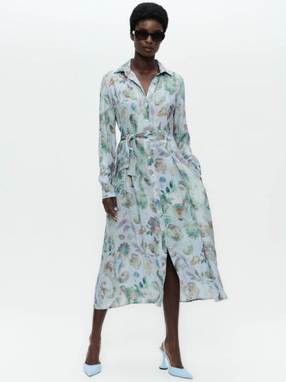 Rio print rayon viscose dress | Multi Blue