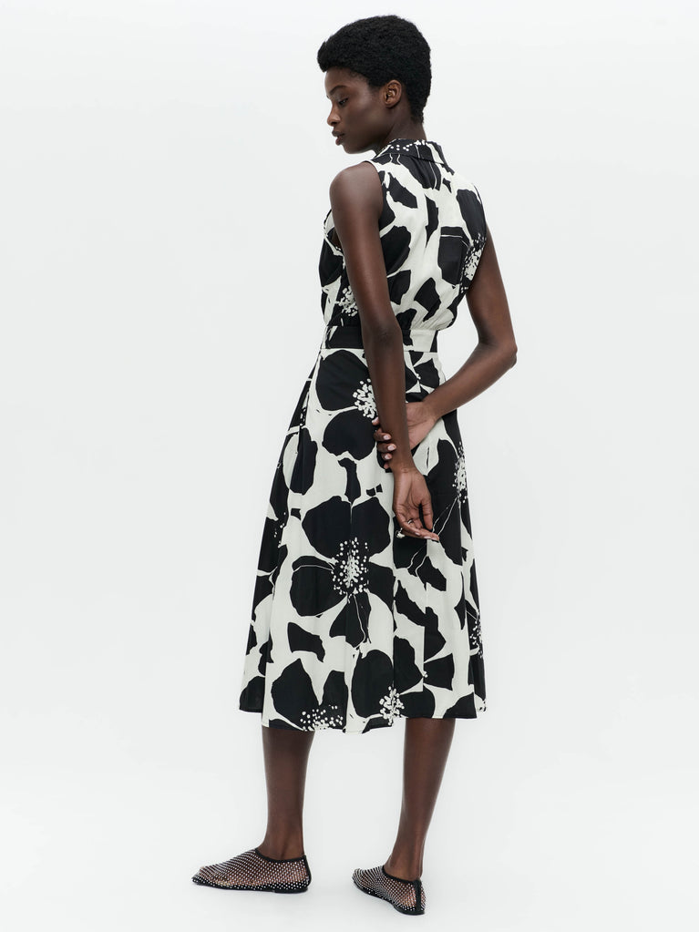Anita flower print poplin dress | Black