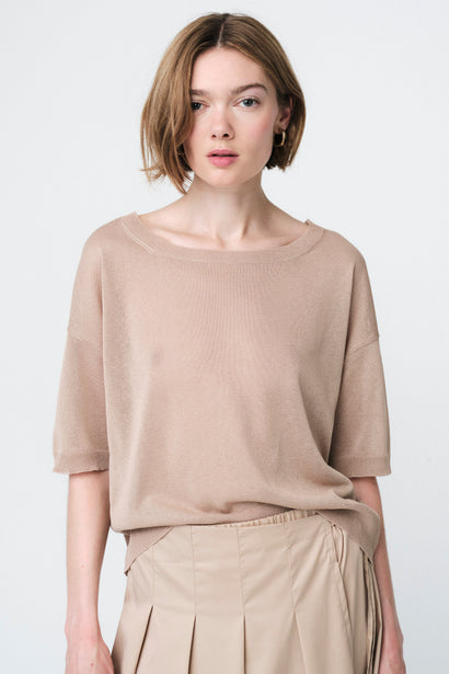 Fijne viscose top 26011 | Goudbeige