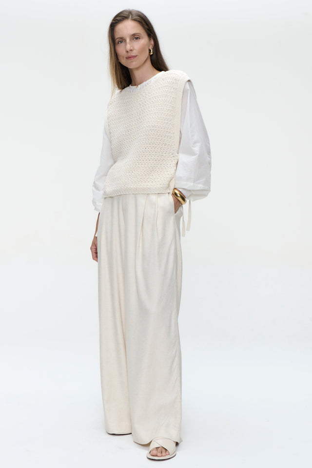 Takara linen mix pants | Champagne