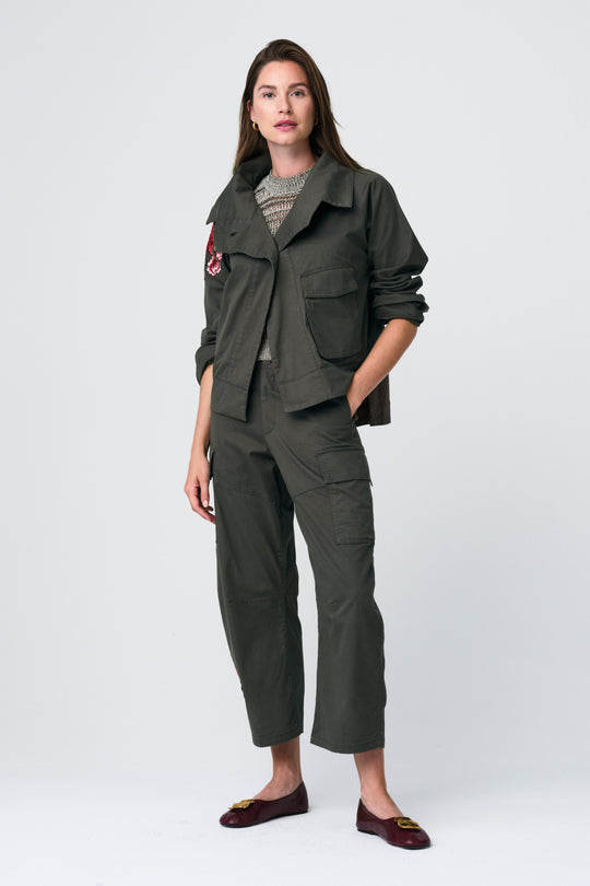 Twill utility embroidery jacket