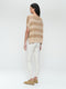 Lurex shiny line loose top 25052 | Beige Gold