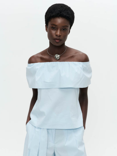 Diane cotton mix top | Light Blue