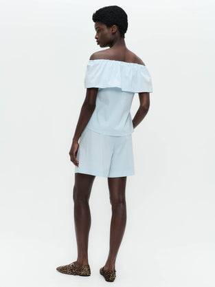 Yana cotton mix shorts | Light Blue