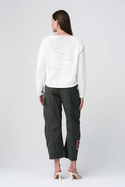 Maglione fantasia in cotone E20197S | Bianco sporco