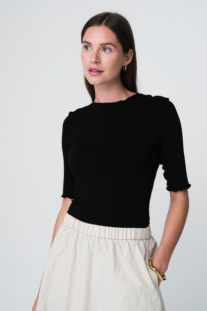 Jordan Top aus Stretch-Viskose | Schwarz