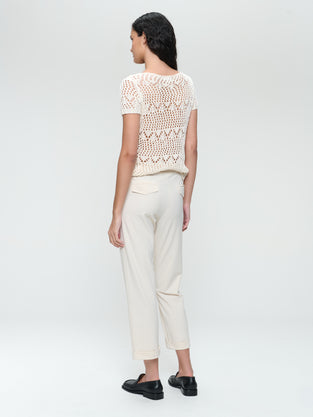 Openwork knit top with sequins 9041 | Off White