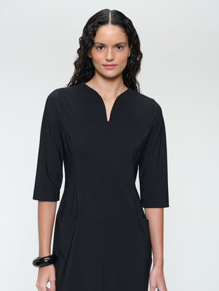 Martinas strech technical jersey dress | Black