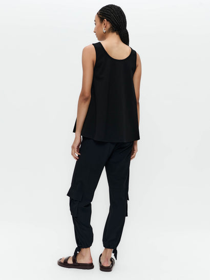 Top cotton print flower | Black