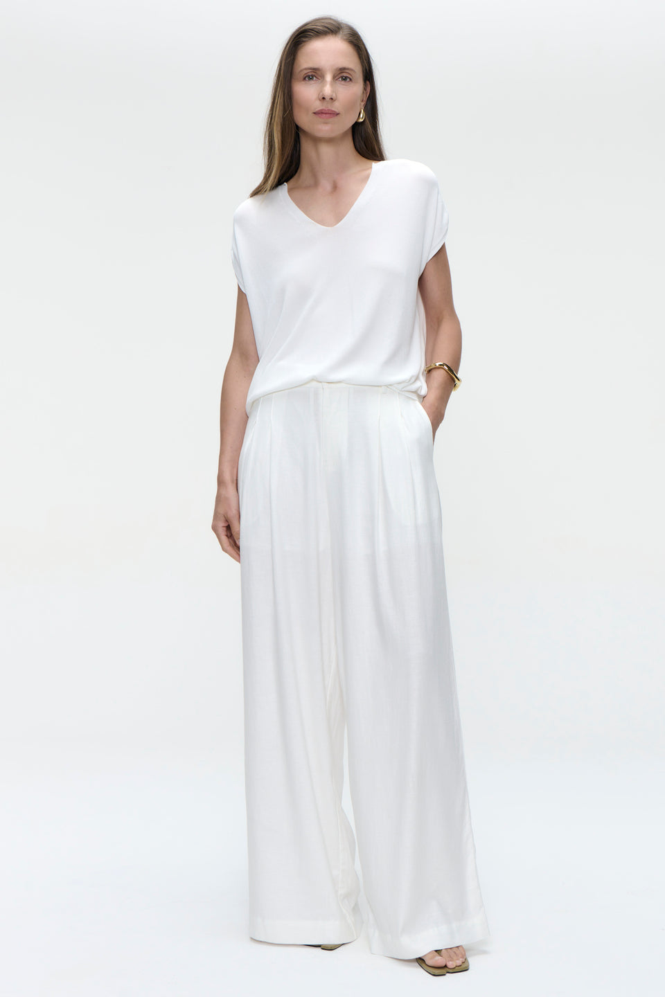Takara linen mix pants | White