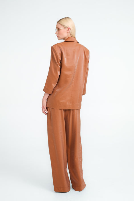 Fring shiny viscose blazer | Brown