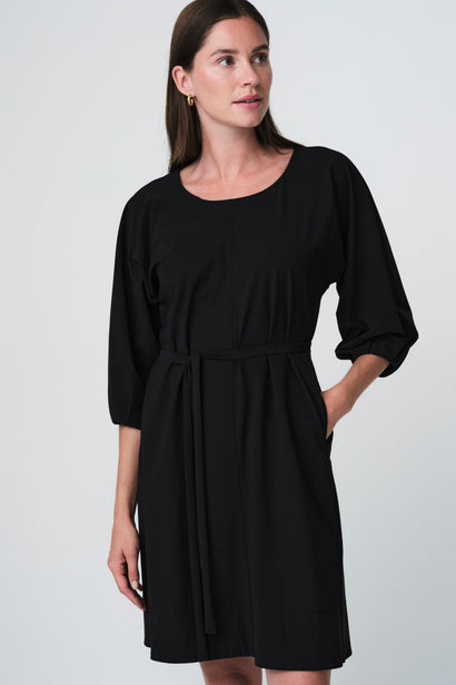 Lide jurk van technische jersey | Zwart