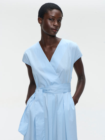 Lange poplin jurk 2945 | Lichtblauw