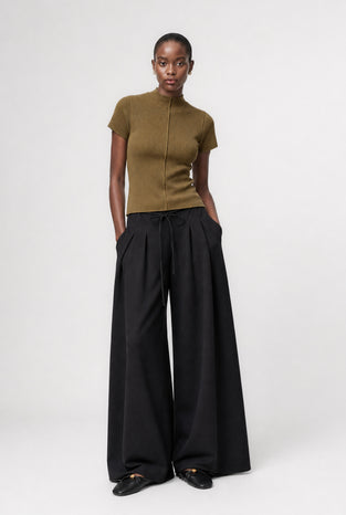 Nova viscose pleated pants | Black