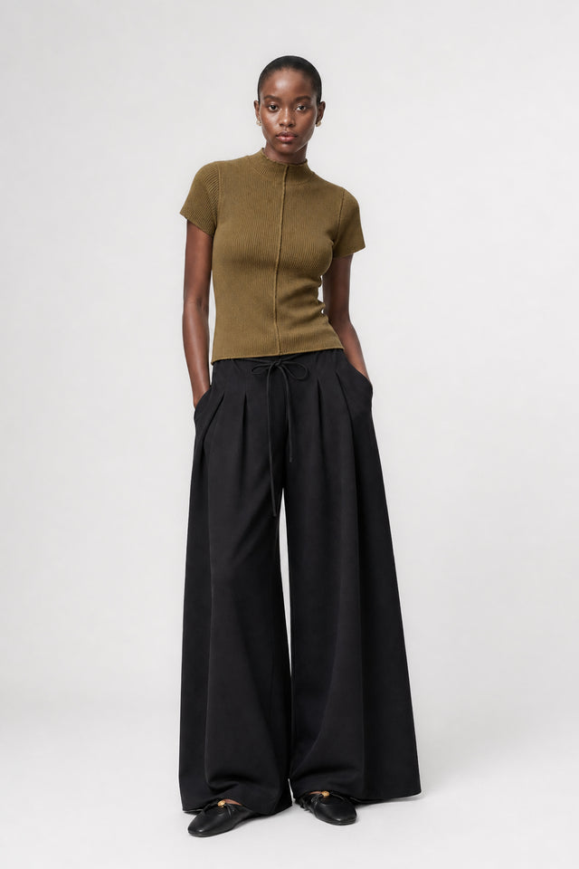 Nova viscose pleated pants | Black