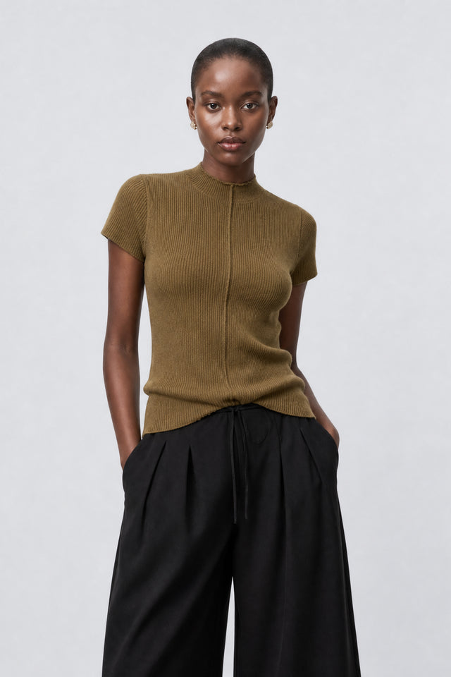 Rina rib knit top | Light Brown