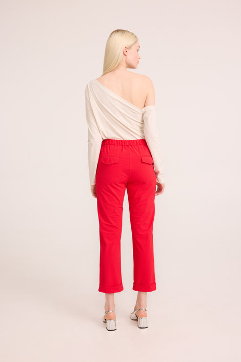 IrenaN structure technical jersey pants | Red