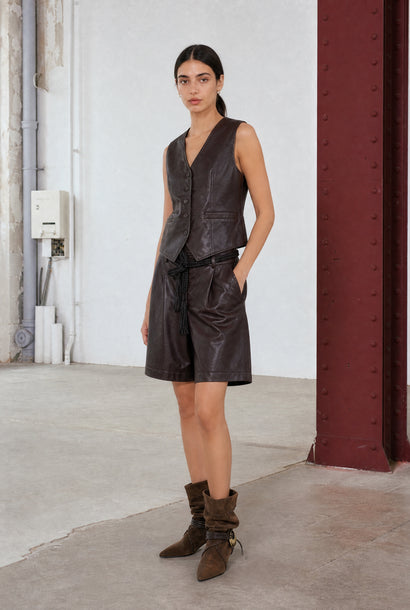 Gilet Arian in ecopelle | Marrone scuro