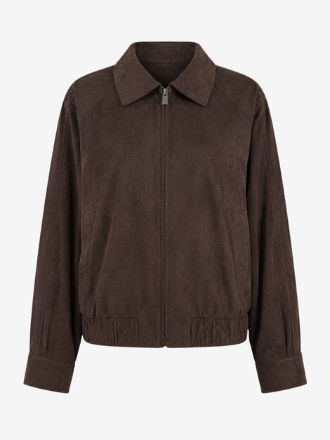 Pia suede effect bomber Jacke | Dark Brown