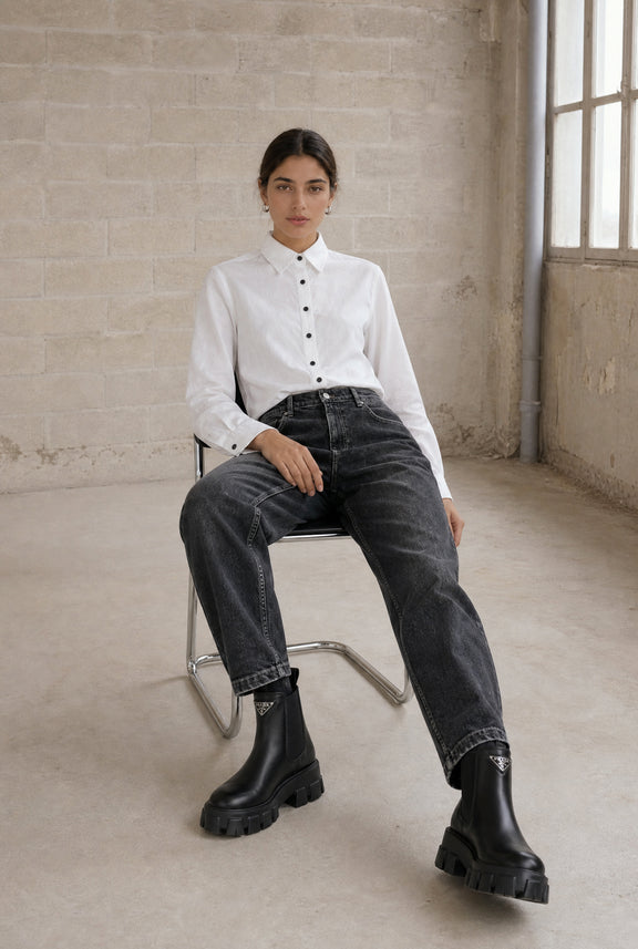 Lex Oxford Popeline Bluse | White