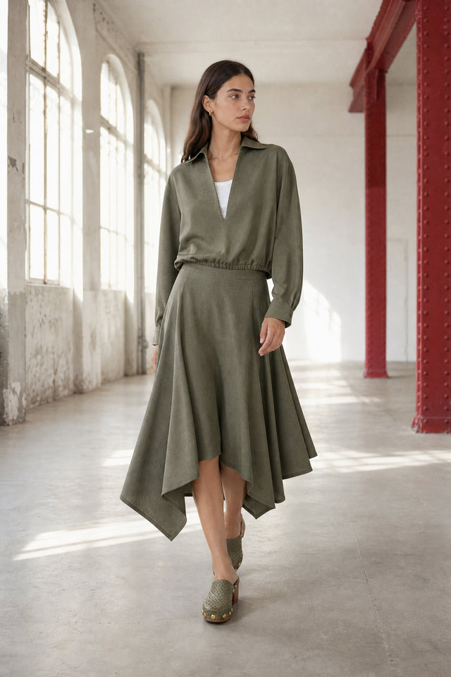 Dina Viscose double Blouse | Green